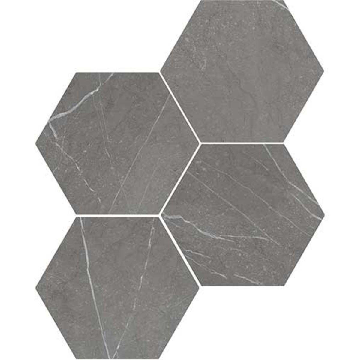 Love Affairs Petra Charcoal 8x9 Hexagon Field Tile Matte
