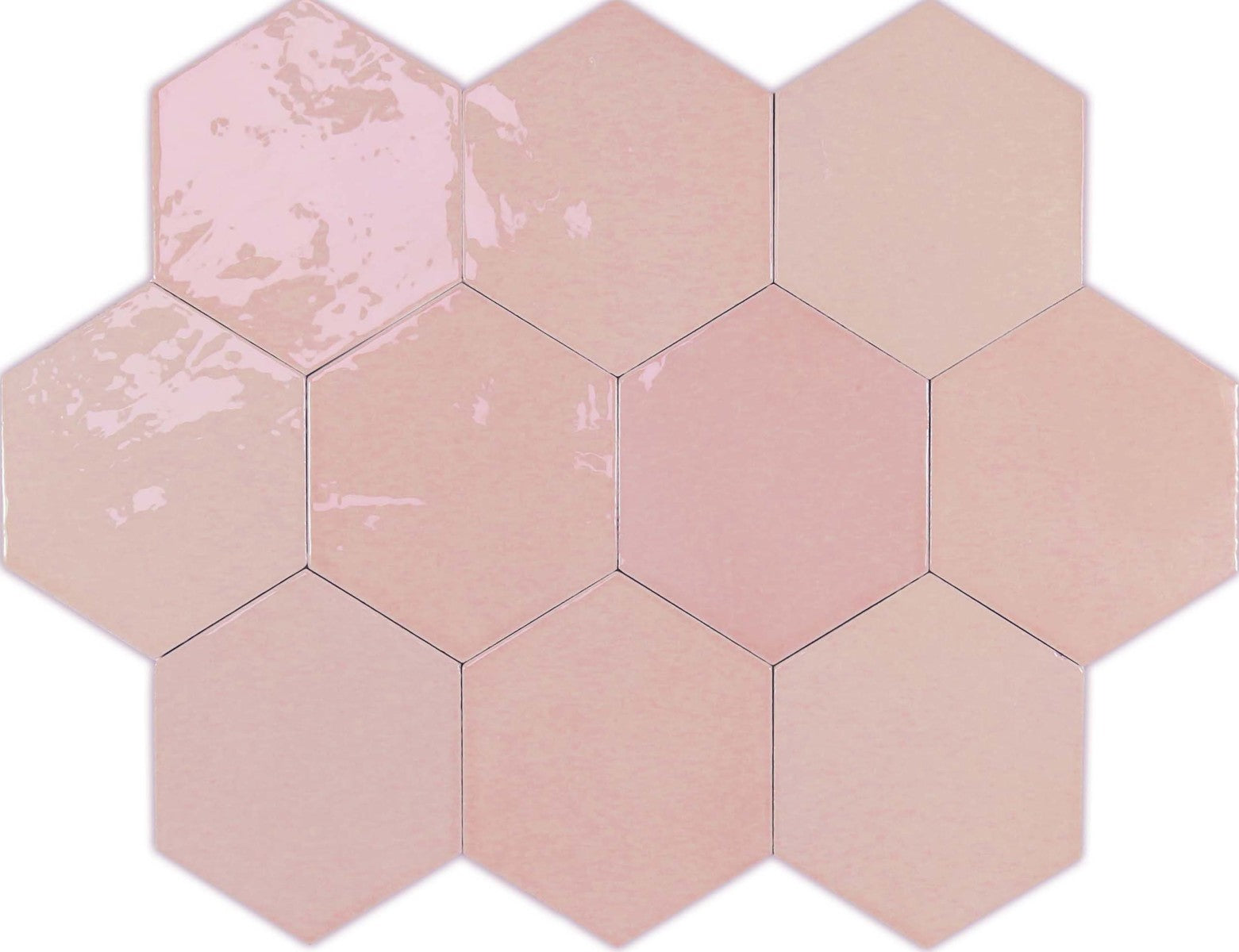 Zellige Hexa Pink 4x5 Hexagon Field Tile Glossy