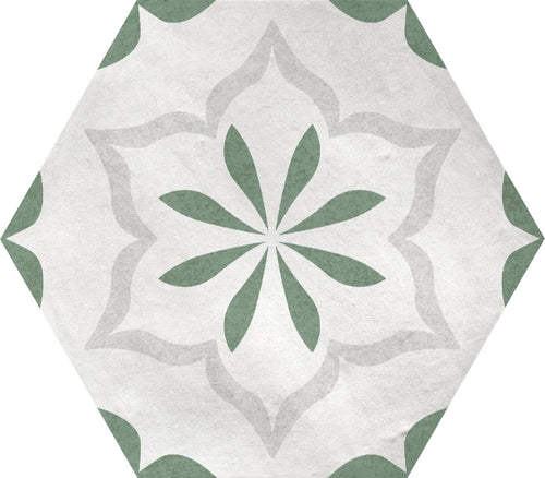 Eden Green 5-1/2x6 Hexagon Deco Matte