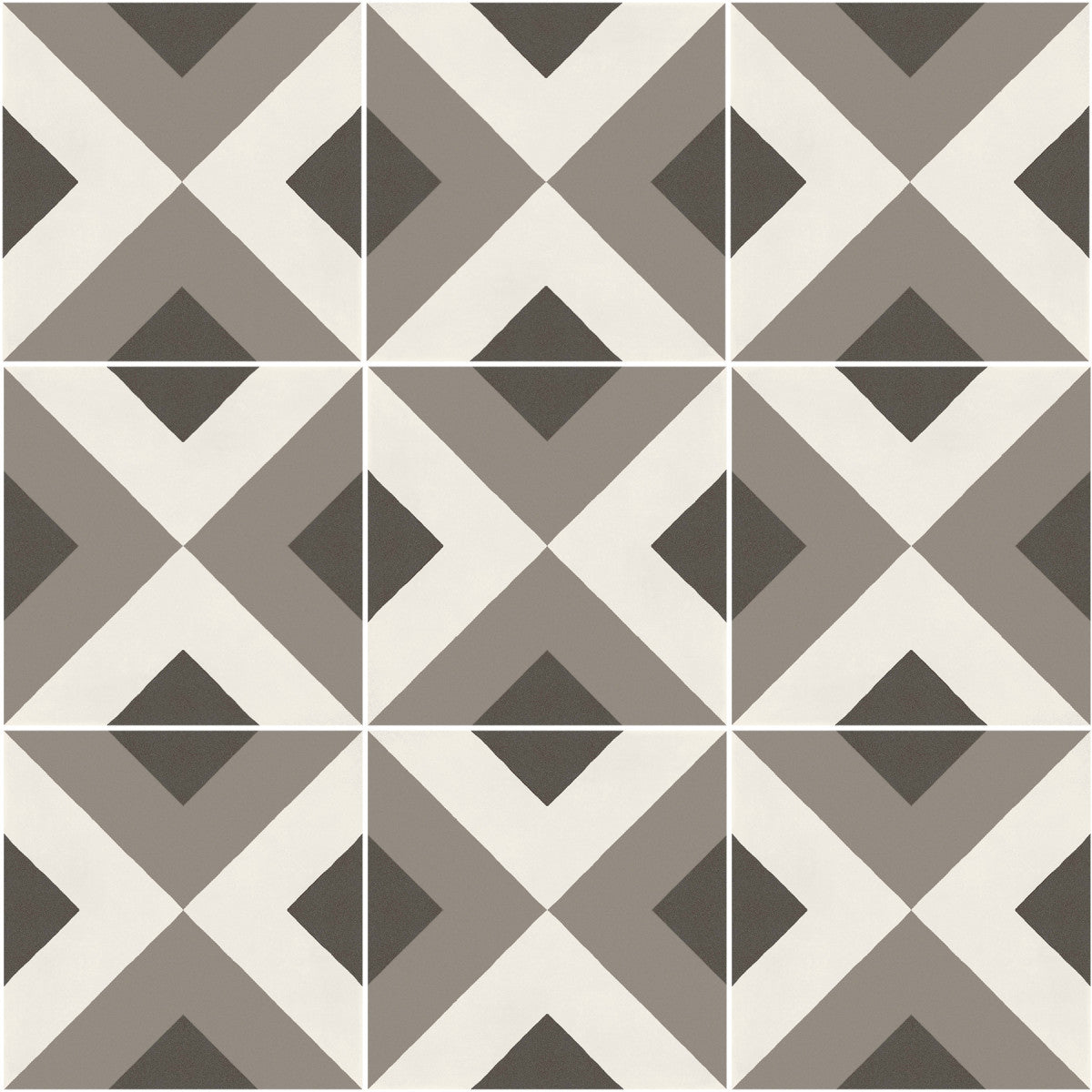 D_Segni Chalk/Mud/Midnight/Sand Blend 8x8 Double Diamond Decorative Tile Matte