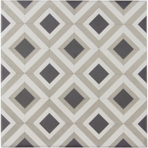 Encaustic Echoes Obsidian 8x8 Formation Decorative Tile