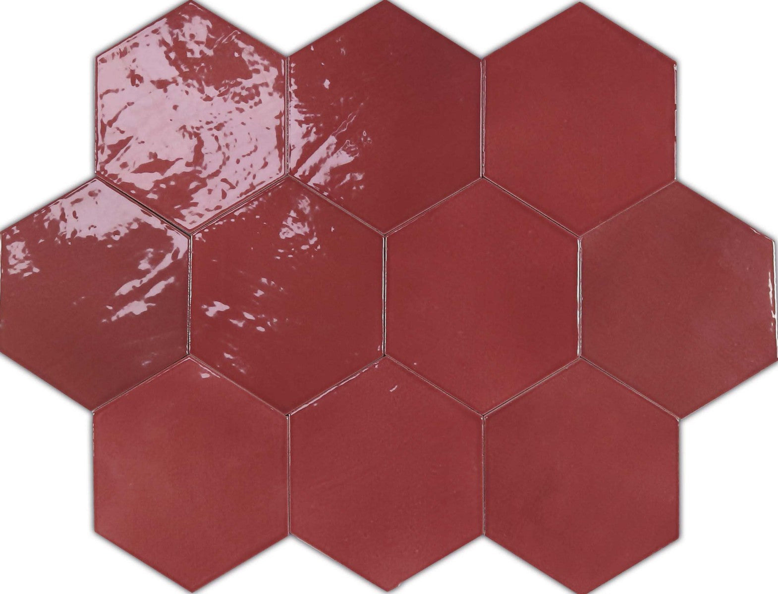 Zellige Hexa Wine 4x5 Hexagon Field Tile Glossy