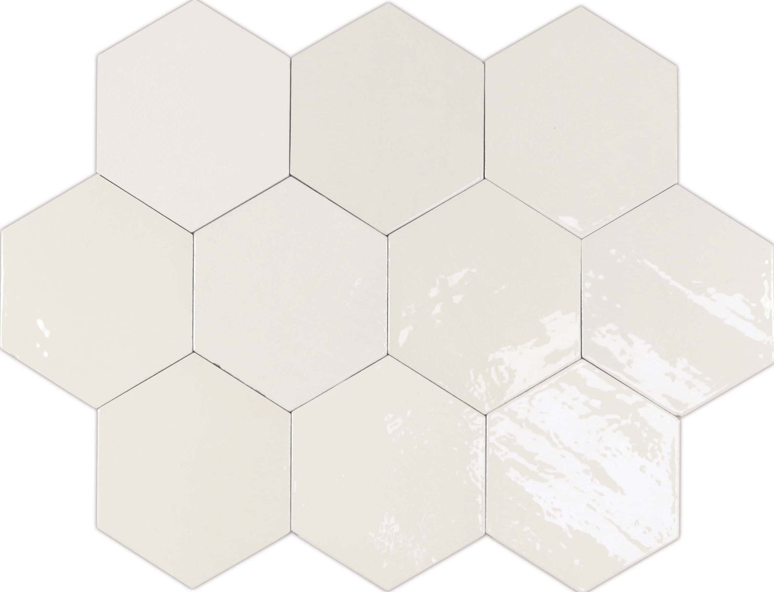 Zellige Hexa White 4x5 Hexagon Field Tile Glossy