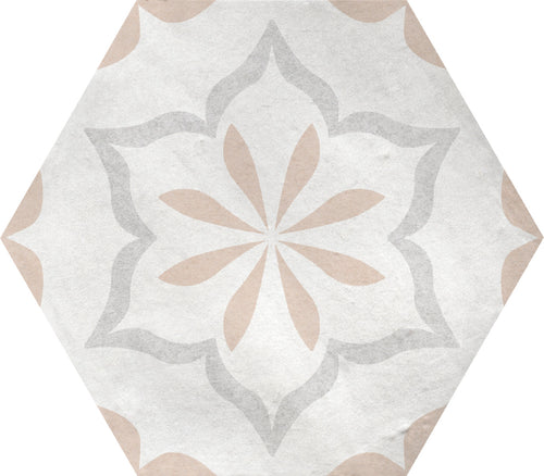Eden Ivory 5-1/2x6 Hexagon Deco Matte