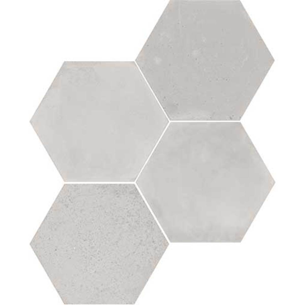 Love Affairs Concrete Light Grey 8x9 Hexagon Field Tile Matte