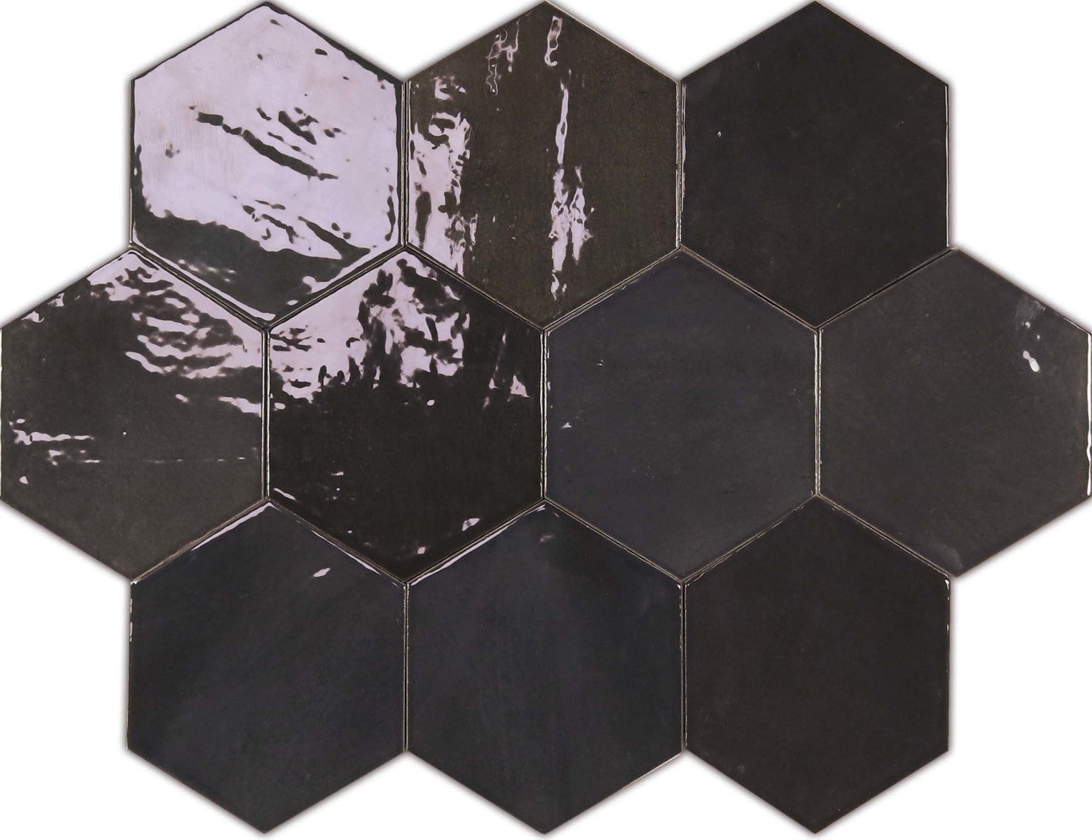Zellige Hexa Graphite 4x5 Hexagon Field Tile Glossy