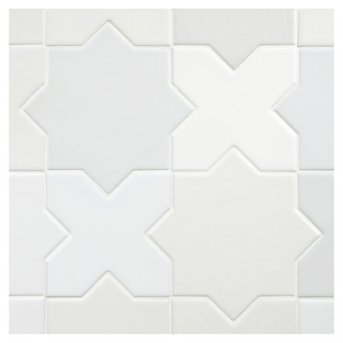 TrueTones Porcelain 16 Shades Of White Matte Crossing Star Pattern