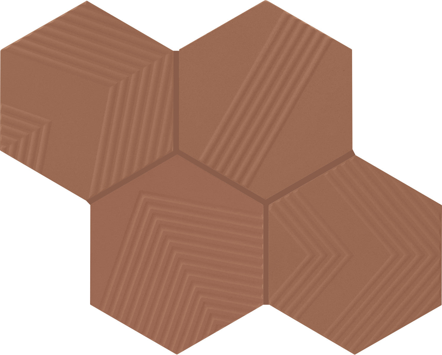 Rhyme and Reason Warm Terracotta 4x5 Hexagon Ripple Mix Field Tile