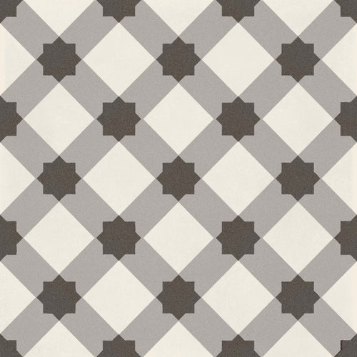 D_Segni Chalk/Midnight/Shadow/Smoke Blend 8x8 Plaid Decorative Tile Matte