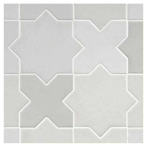TrueTones Porcelain 16 Shades Of Cashmere Grey Matte Crossing Star Pattern