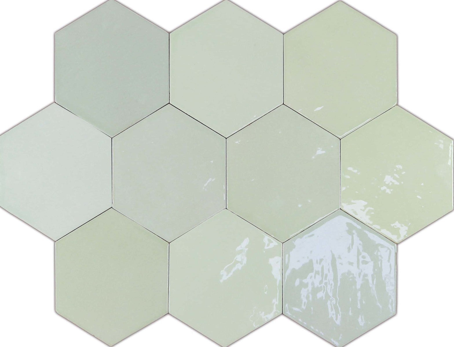 Zellige Hexa Mint 4x5 Hexagon Field Tile Glossy