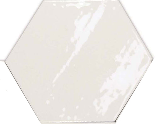 Zellige Hexa White 4x5 Hexagon Field Tile Glossy