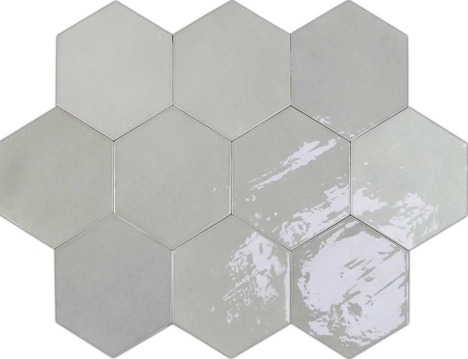 Zellige Hexa Grey 4x5 Hexagon Field Tile Glossy