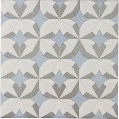 Encaustic Echoes Lapis 8x8 Flourish Decorative Tile