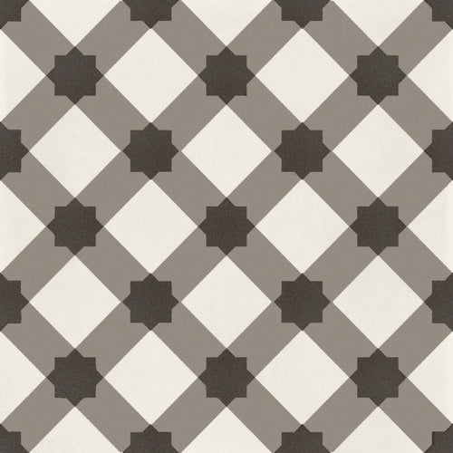 D_Segni Chalk/Mud/Midnight/Sand Blend 8x8 Plaid Decorative Tile Matte