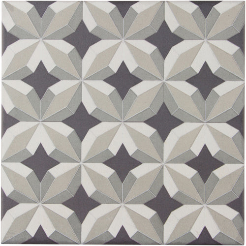 Encaustic Echoes Obsidian 8x8 Flourish Decorative Tile