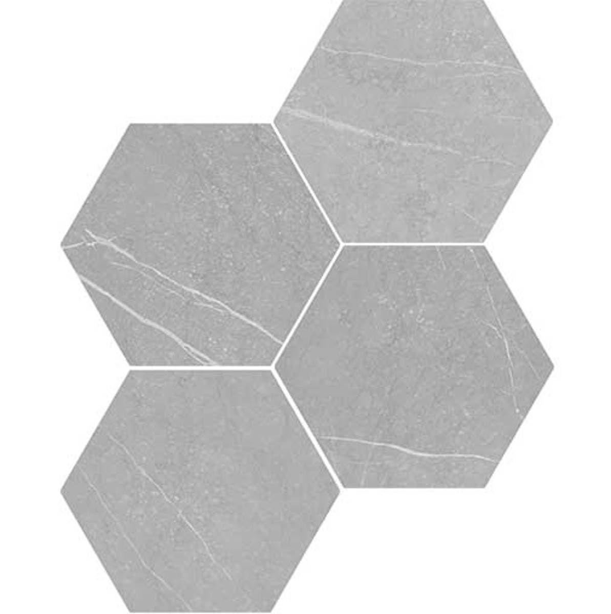 Love Affairs Petra Grey 8x9 Hexagon Field Tile Matte